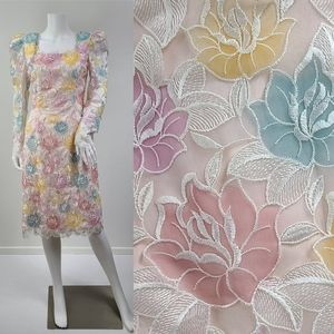 Vintage 1980's Multi color pastel rose lace dress by Louisa Nevins